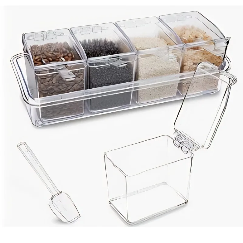 Thickened Clear Glass Household Kitchen Storage Canister, Acacia Wood Seal Lid Jar for Cereal Spices Dry Fruit