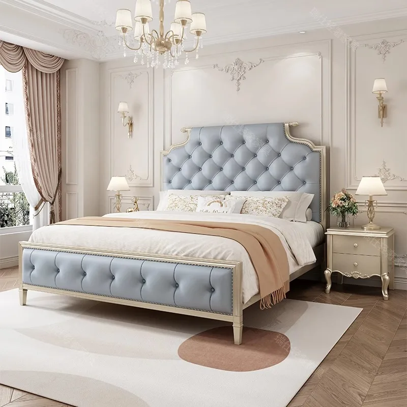 

Designer Headboard Bed Apartment Fashionable Princess Light Luxury Bed Master Bedroom High Quality Cama De Casal Home Furniture
