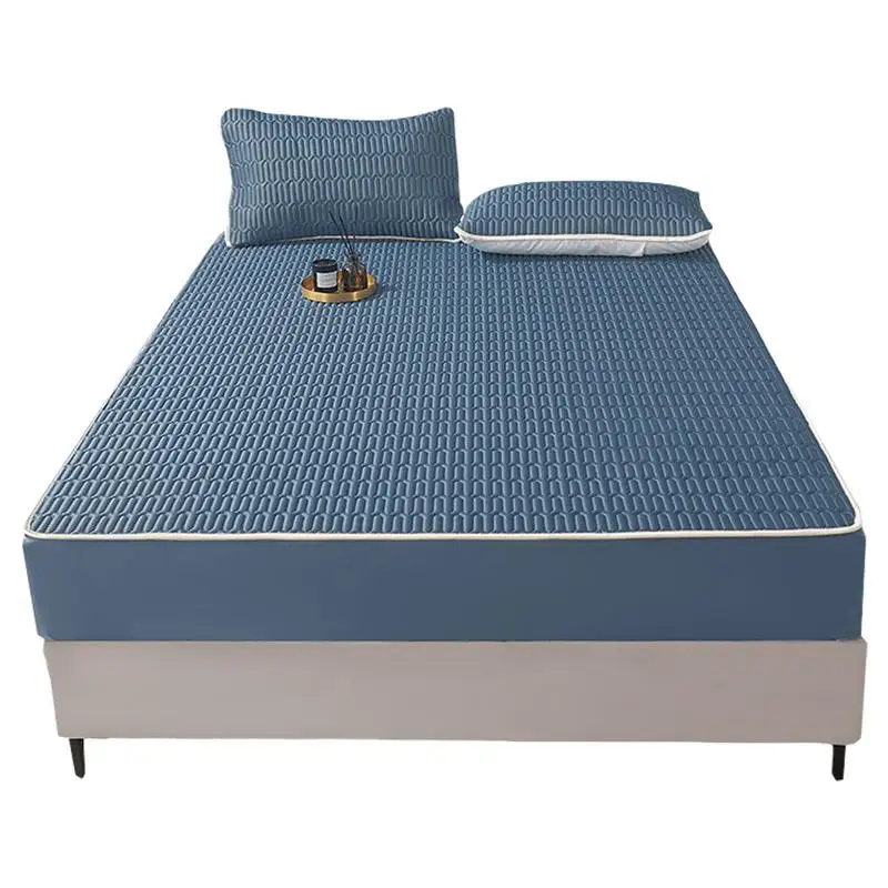 Natuurlijke Latex Dikke Bedmat Voor Zomer 3 Stuks Set Zijden Lakens Ijs Zijden Sprei Koellakens Glad Koel Gevoel Laken Set