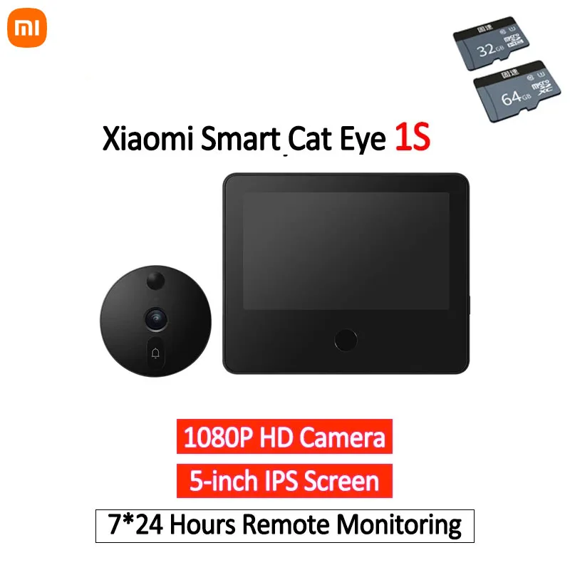 

Xiaomi Mijia Smart Video Doorbell Cat Eye 1S Door Mirror Camera IPS Screen Infrared Night Vision AI Face Recognition Anti-Theft