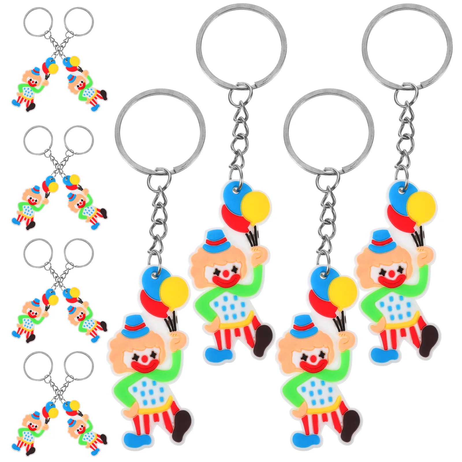 12 Pcs Clown Keychain Bag Pendant Cute Fob Accessories Keychains for Women Metal Small Keyrings