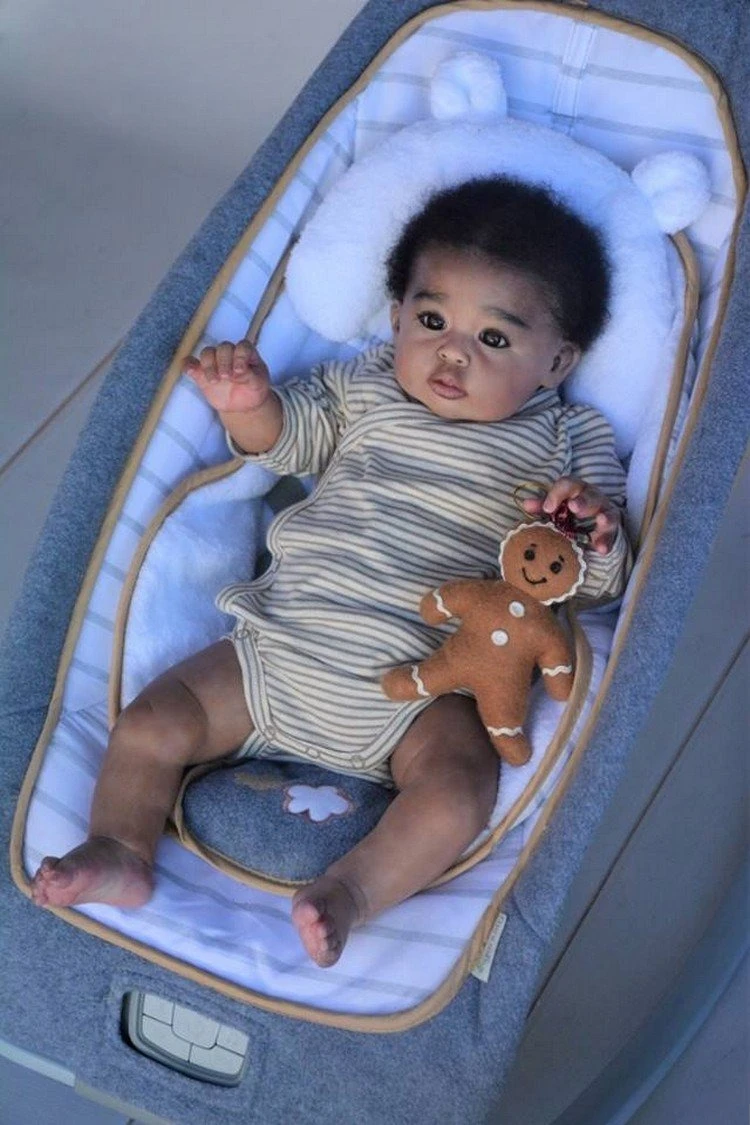 NPK 20inch Reborn Gannett Hand-Painted Dark SKin Unfinished  Doll Kit DIY Parts  with Cloth Body and Eyes