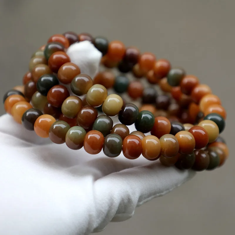 12*9 Dunhuang-Colored Round Long Bracelet, Featuring A And Vibrant Bodhi Root Necklace