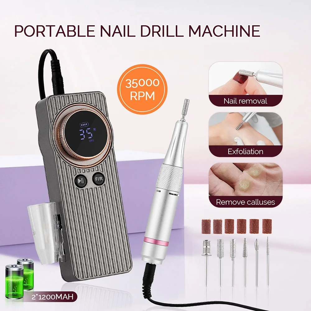 Nail Drill Machine Electric Portable Nail File Nail Sander for Gel Nails Polishing For Home Manicure Salon