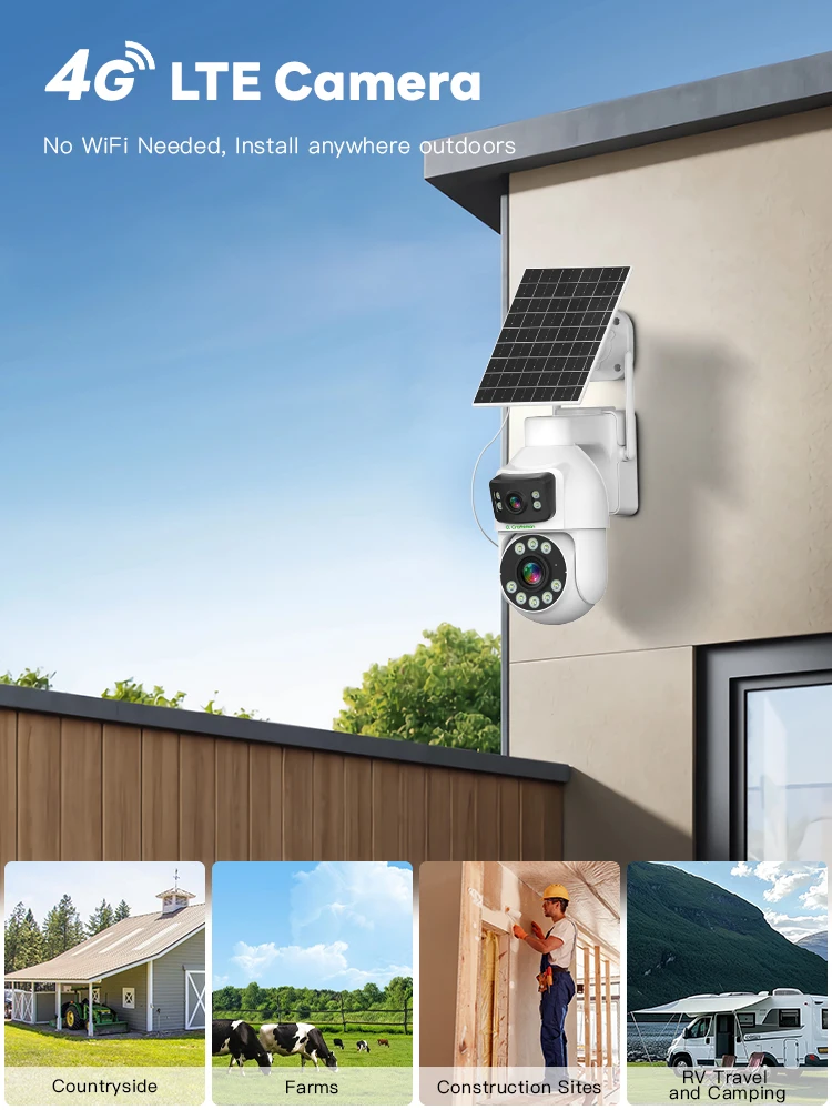 قبة السرعة الشمسية C GC 4G AOV، زووم بصري 6X، صوت ثنائي الاتجاه، كشف الإنسان، بطاقة TF، مقاومة للماء، G4-P4X6D-M2R