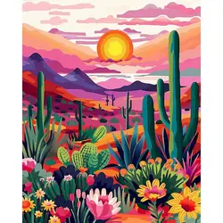 Gatyztory 40x50cm Diy Painting By Numbers Kits Sunset Landscape Coloring By Numbers Acrylic Paint For Adults Diy Gift