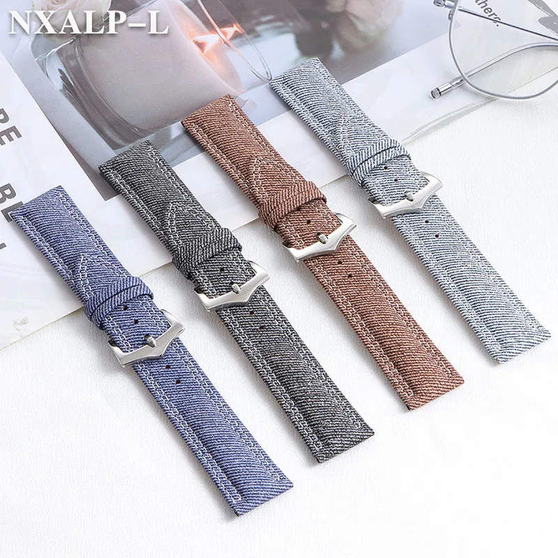 الدنيم قماش حزام ساعة نيلون 18 مللي متر 20 مللي متر 22 مللي متر الجلود حزام (استيك) ساعة ل Seiko ل أوميغا سوار ساعة ذكية معصمه اكسسوارات
