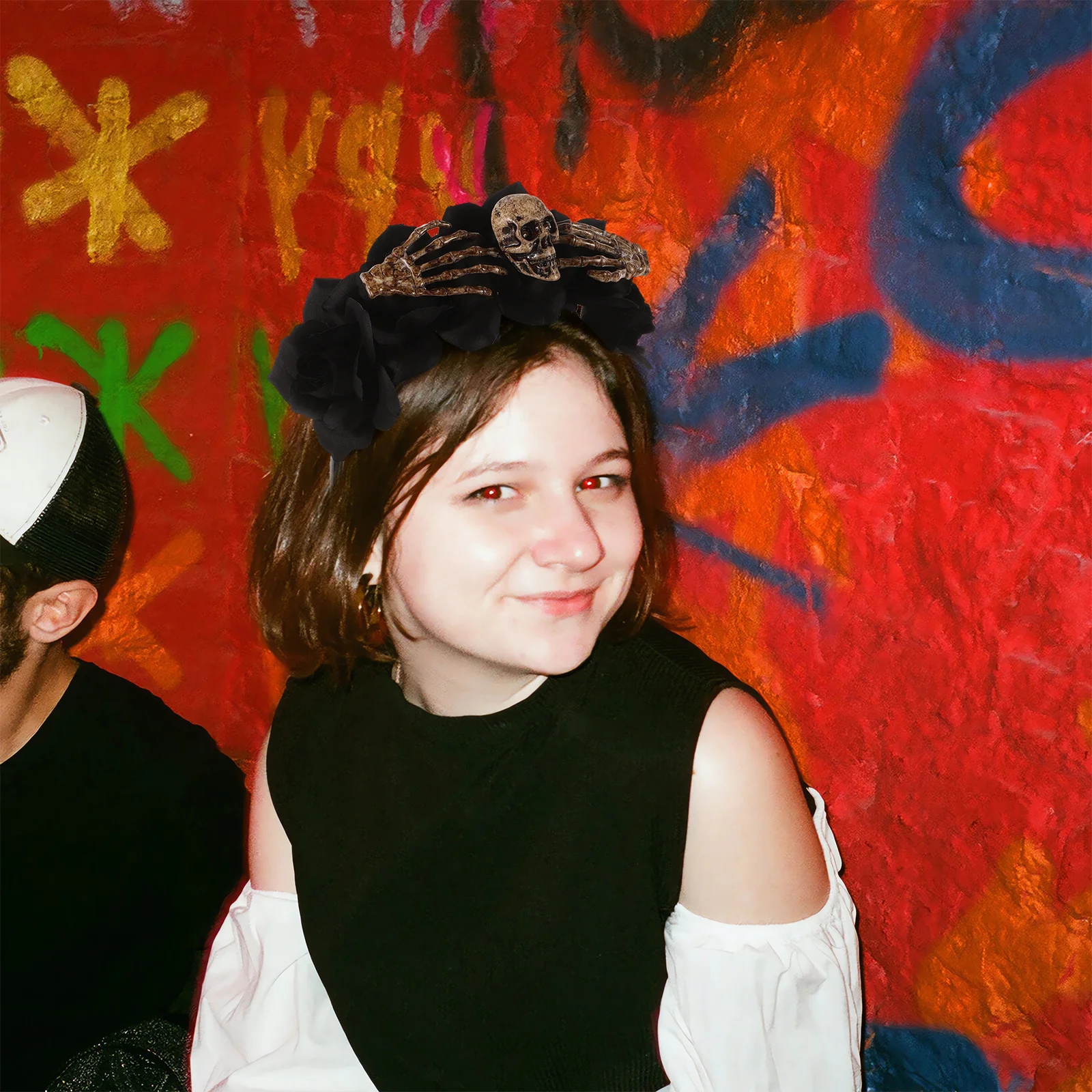 

Повязка на голову с черепом на Хэллоуин, искусственные цветы, вечерние обручи для волос, аксессуар для костюма, уникальный дизайн для маскарада