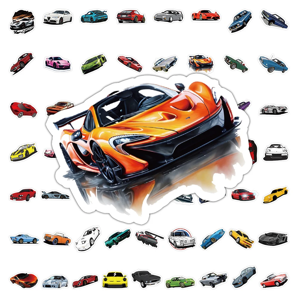 

10/30/60pcs Racing Car Supercar Cartoon Stickers Notebook Phone Stationery Laptop Waterproof Cool Graffit Sticker Kid Toys Gifts