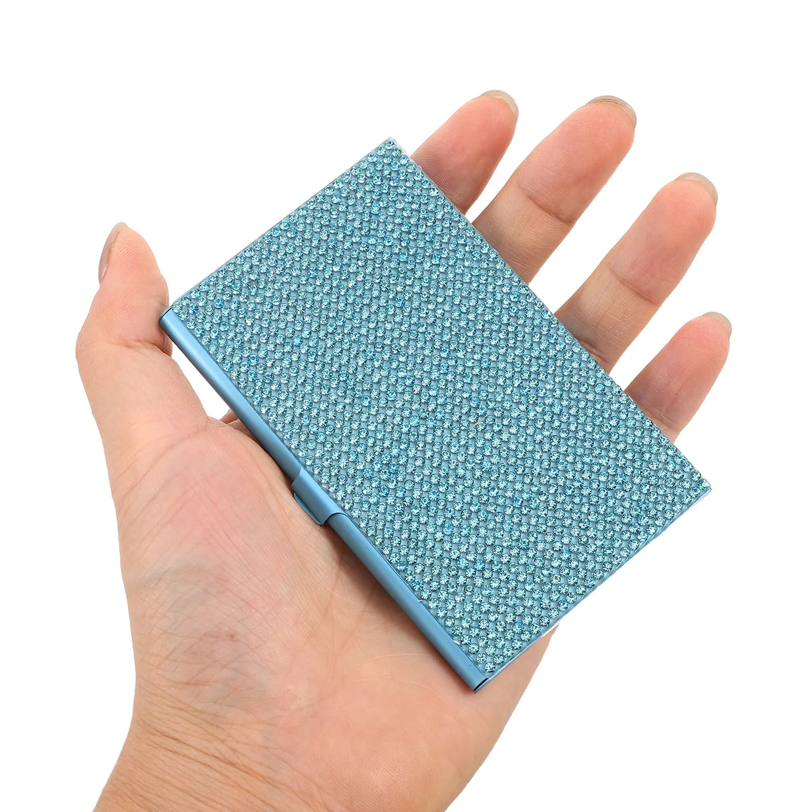 Card Holder Slim Case - Taşlı Parlak Kartvizitlik Metal Kredi Kartı