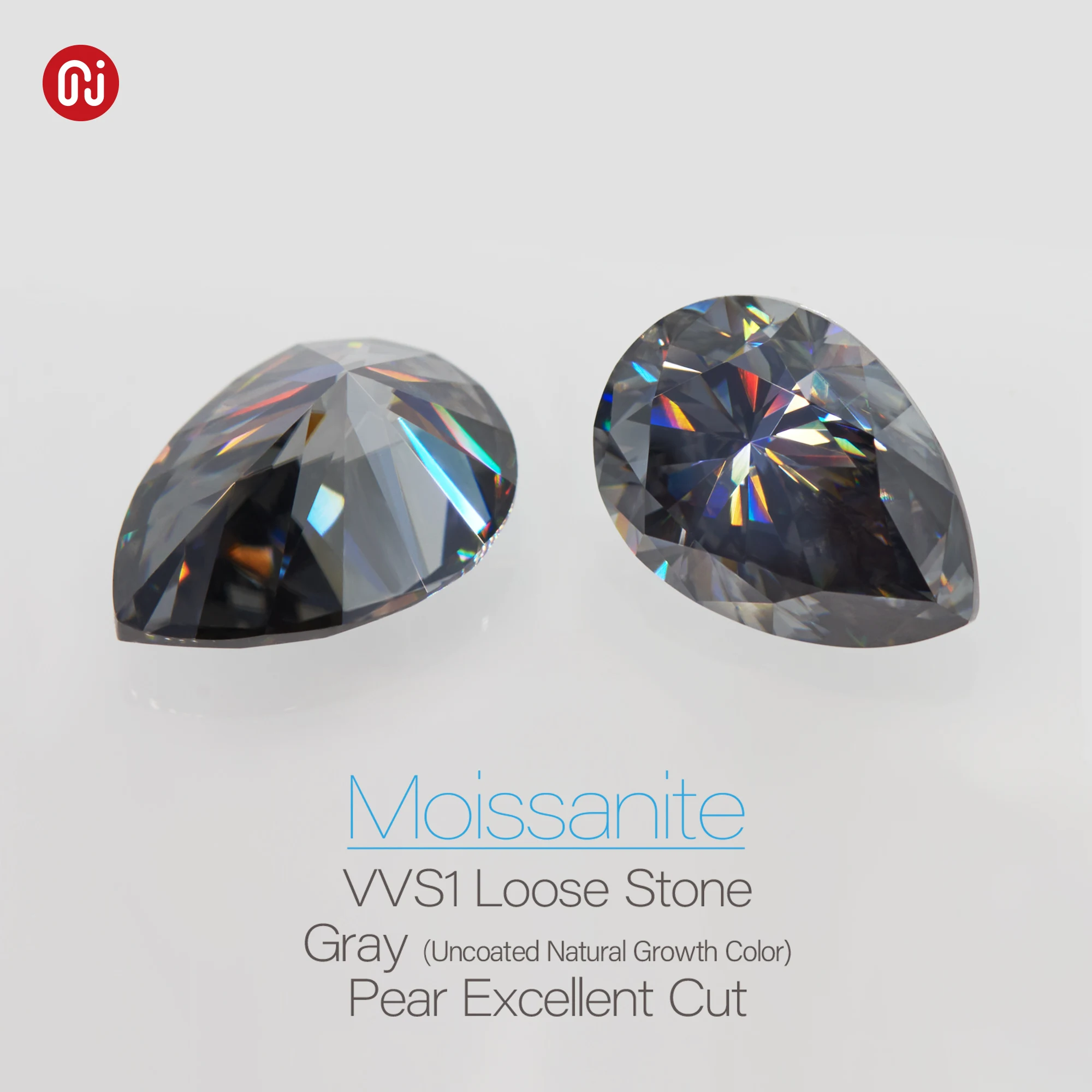 GIGAJEWE Grey Pear Cut Moissanite Loose Stone Hand-Cut Precision Faceted Gemstone for Jewelry Making