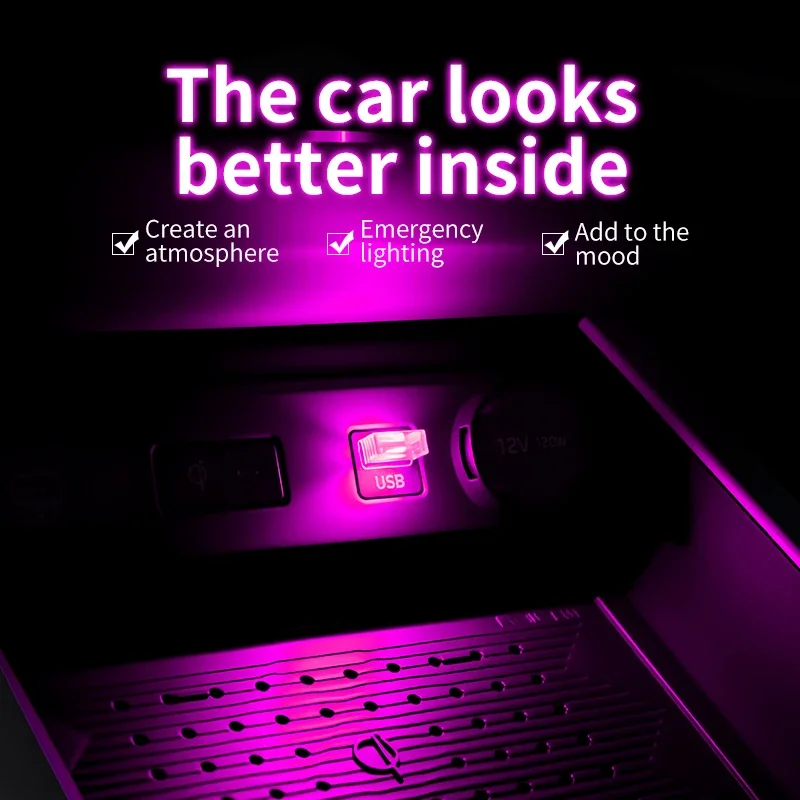 Car ambient light LED breathing night light Car interior USB modification free cigarette lighter decorative lighting parts