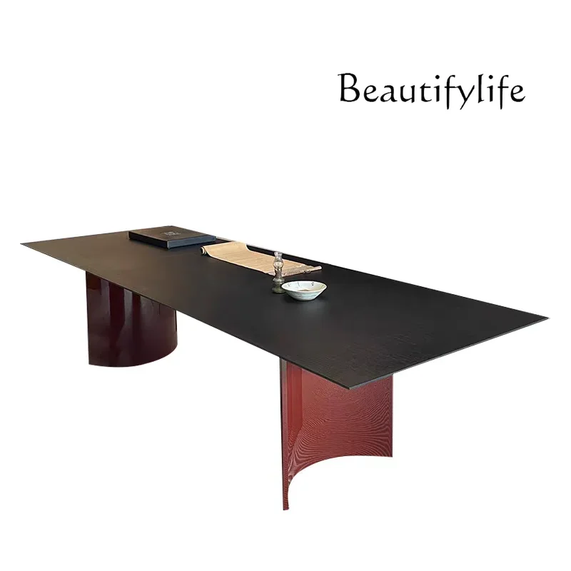 NEW Z Matching Dining Table Simple Living Room Desk Designer Rectangular Conference Table Modern Light Luxury Solid Wood Metal C