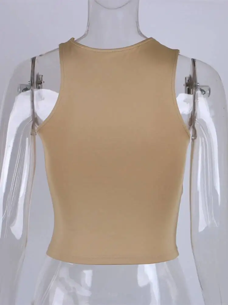 Atasan Tank Top Wanita Seksi Model Off Shoulder Cut Out Crop Irregular Slim Fit Sporty Musim Panas