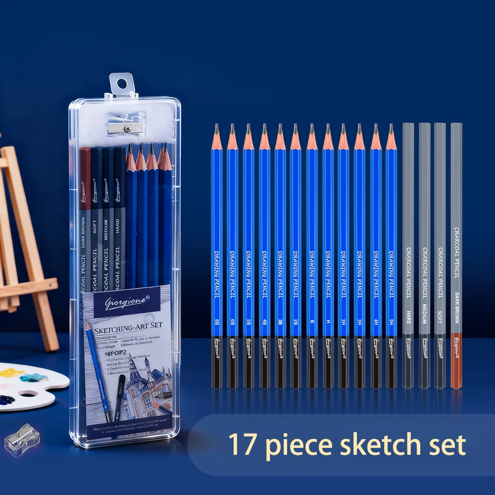 Sketching Charcoal Set - Set pensil sketsa 17 buah, alat