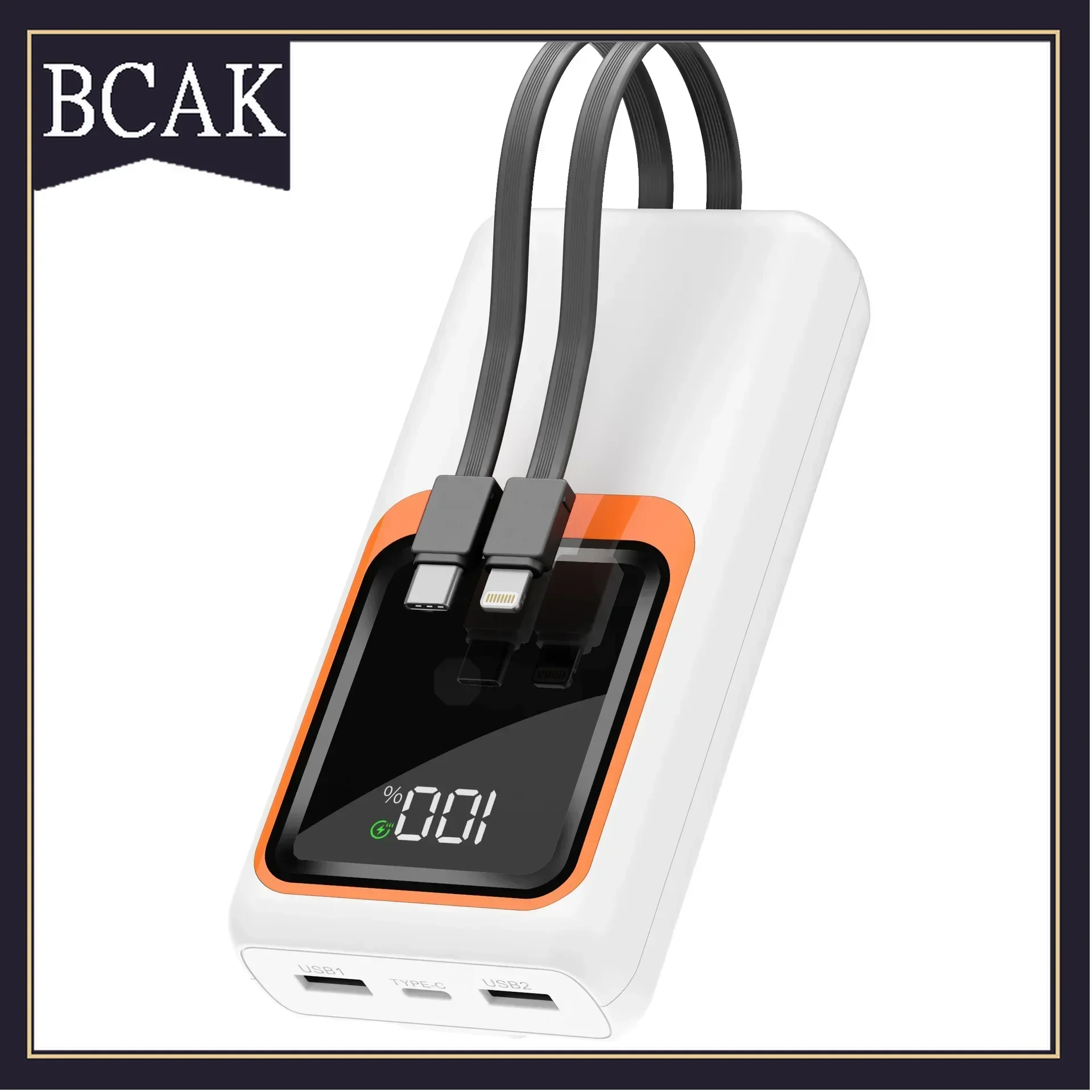 

BCAK 50000mAh 20000mah Wholesale 66W Super Fast Charging Power Bank Built-in Cable Outdoor Large Capacity Portable Mobile Power