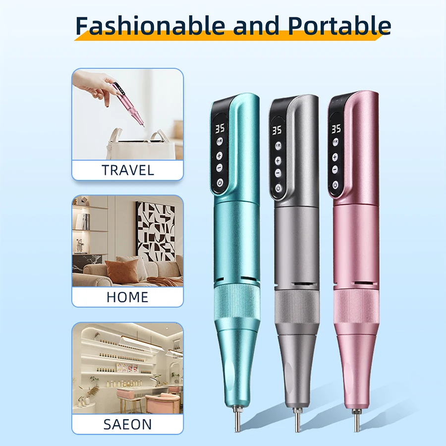 35000RPM Wireless Nail Drill Pen USB Nail File Polishing Pen Rechargeable Nail Drill Machine Portable Manicure Drill Salon Tool