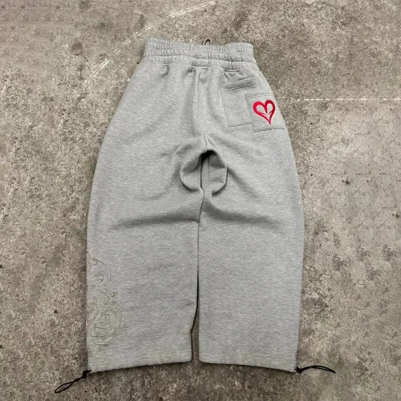 Pantaloni da jogging da uomo Hip Hop gotico Streetwear Pantaloni larghi casual cadenti Pantaloni sportivi unisex con ricamo a doppia vita