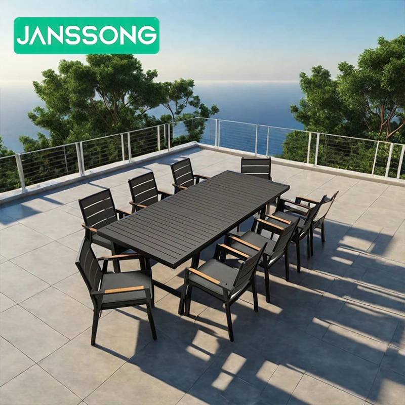 

Outdoor Aluminum Dining Table and Chairs Furniture Set Versatile Extendable Table and Chairs Set for Hotel Garden Set Outdoor