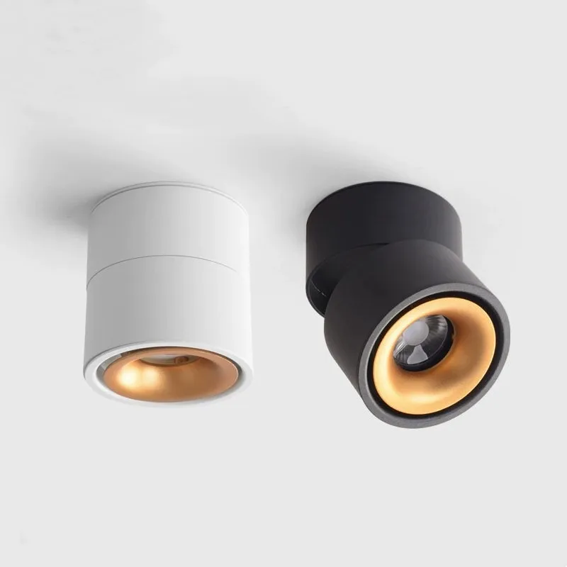 

Поверхностный вращающийся светодиодный точечный светильник с регулируемой яркостью, потолочный светильник 10W15W18W, светильники COB, складные и вращающиеся на 360 градусов