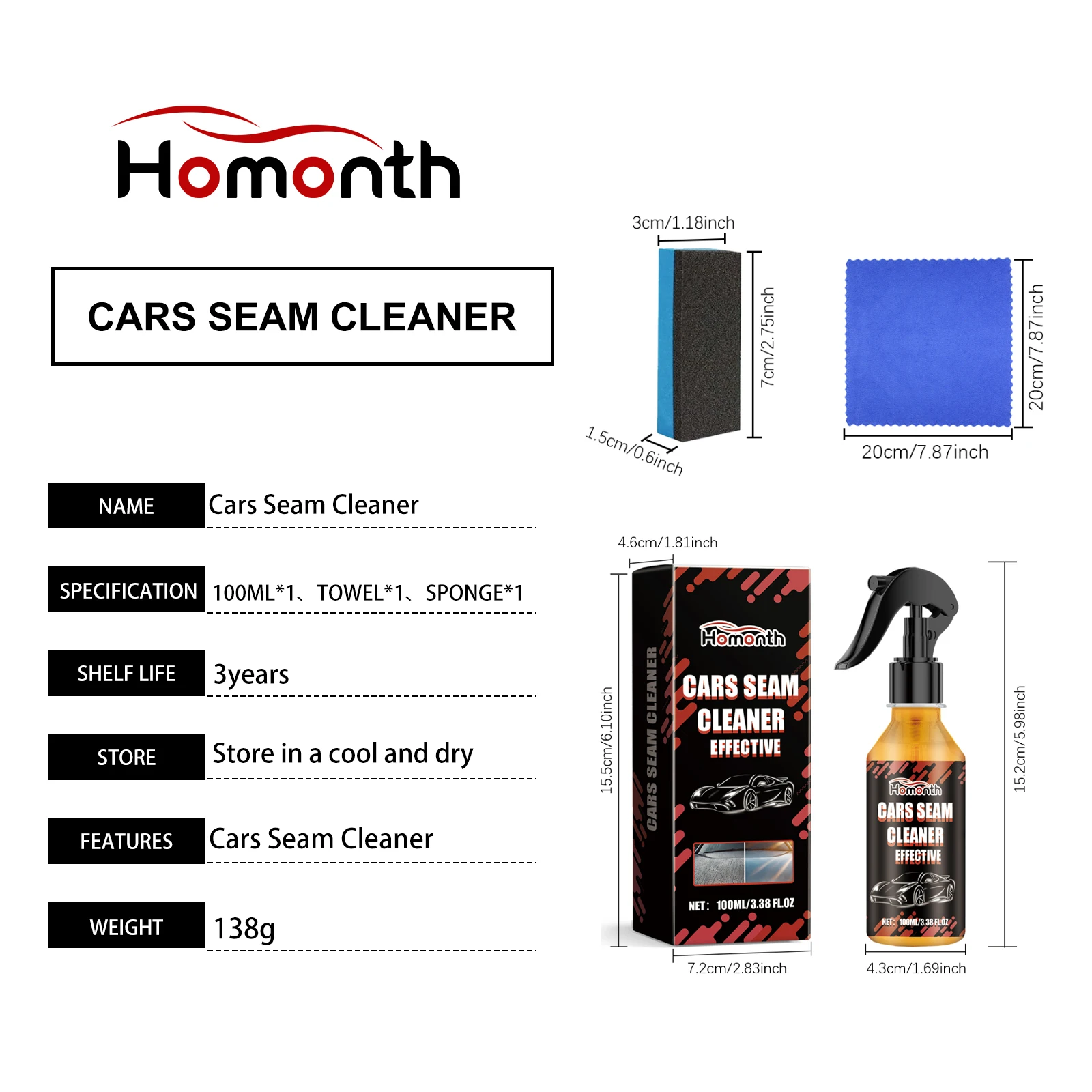 Cars Seam Cleaner Car Water Stain remover Oil Remover Mild Care Car Paint Gap Car Cleaning Supplies