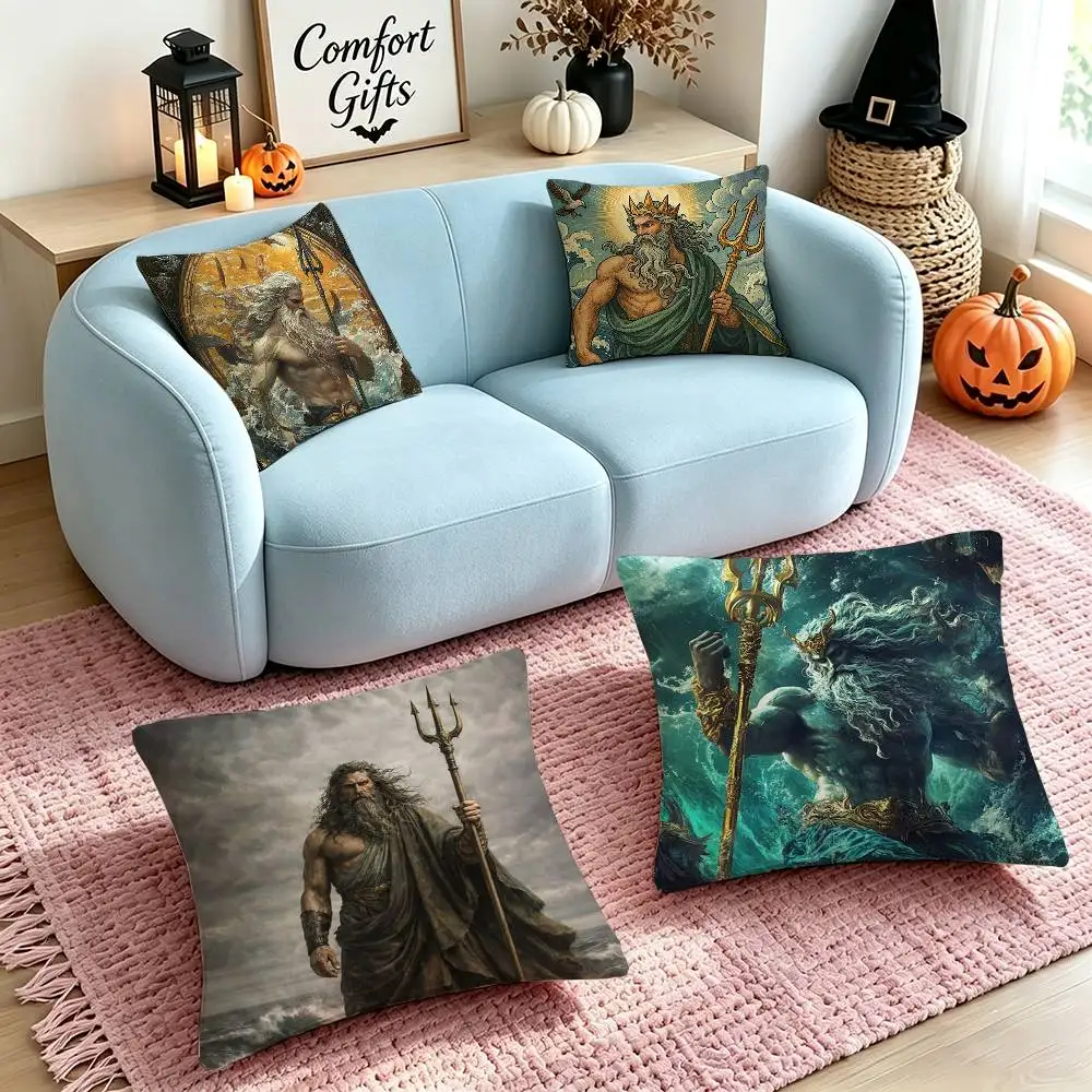 Son Daughter of Poseidon Greek Square Double-Sided printed Pillow Case Bedroom Bedside Pillow Sofa Cushion Cover