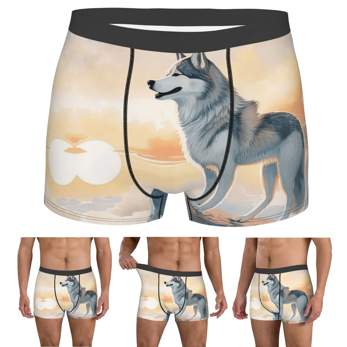 

Boxer Underpants Shorts Siberian Husky In The Mountains Panties Men Comfortable Underwear for Homme Man Boyfriend Gifts