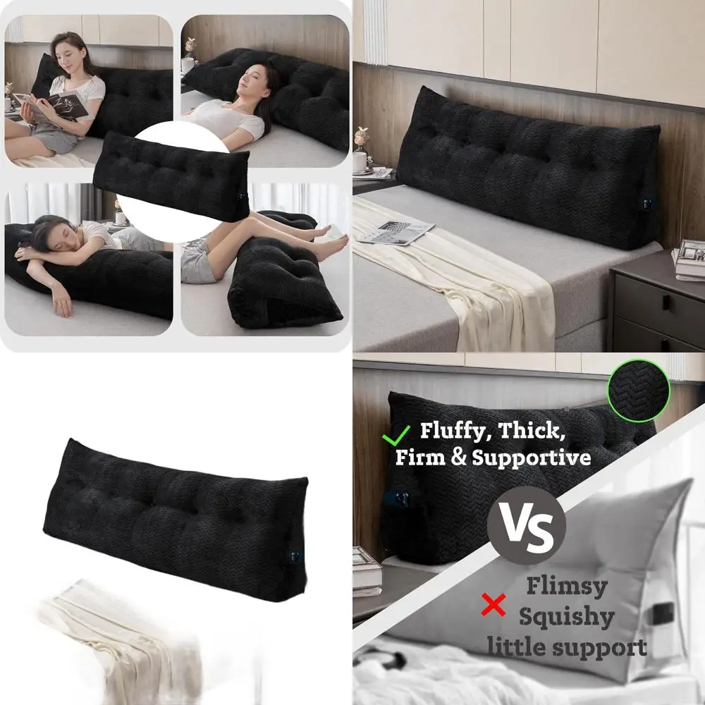 

Треугольный клин изголовья кровати размера «queen-size» со съемным чехлом для чтения и поддержки кровати (59x8x20 дюймов)