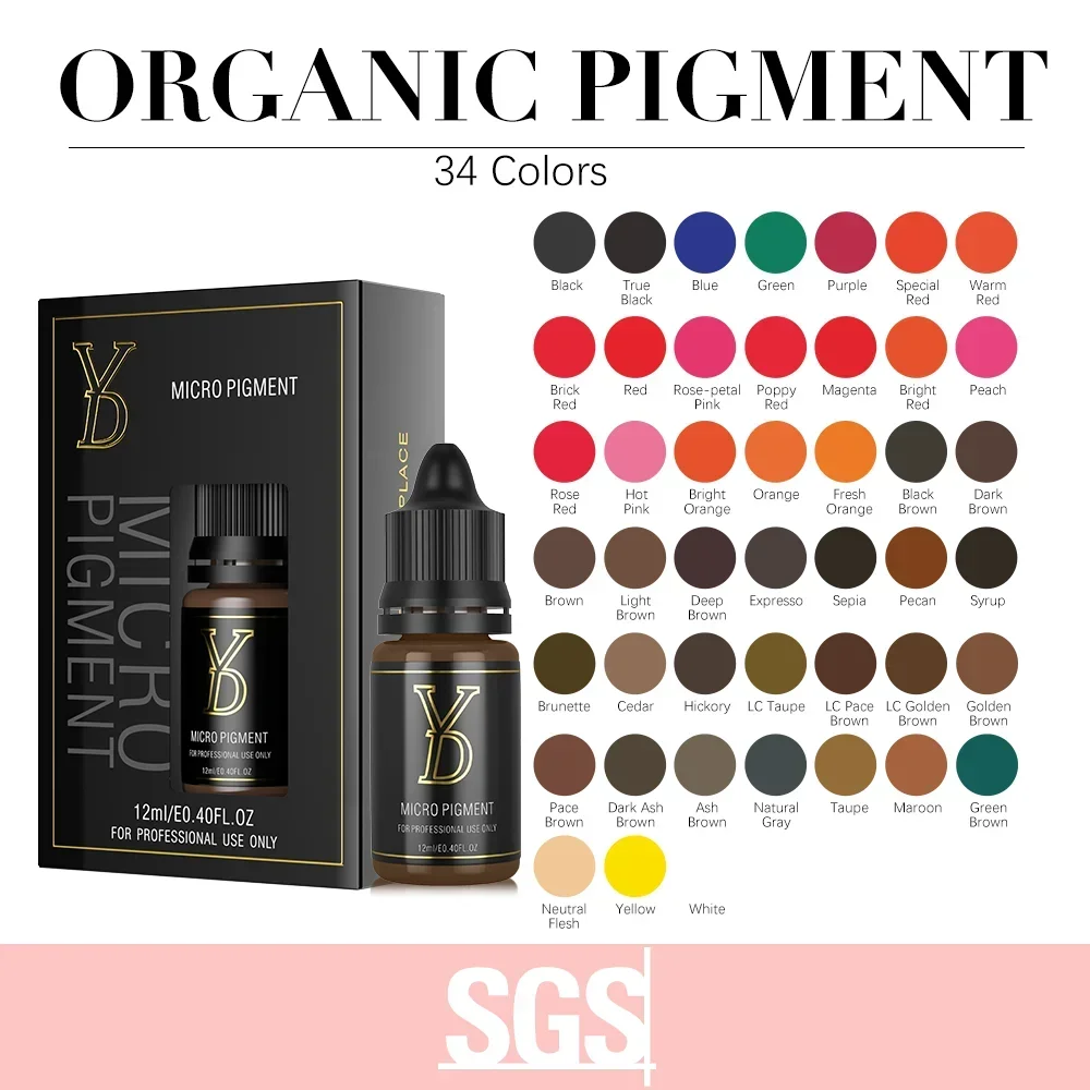 

YD 12ML 45Colors Tattoo Ink Micropigmentation Pigment Permanent Makeup Pigment Set REACH Compliant Pigments For Eyebrow And Lips