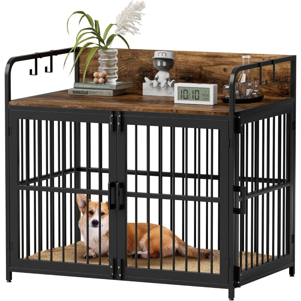 

Wooden Dog Crate Furniture for Small and Medium Dogs, Wooden Double Door Medium Dog Crate, Decorative Pet House Crate.