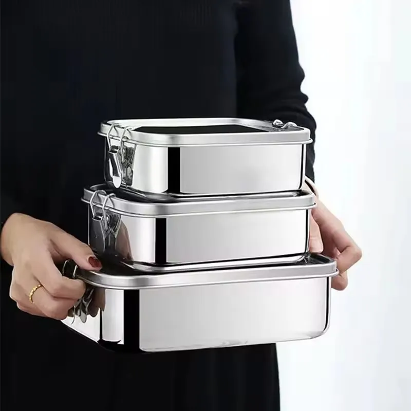 Insulated Square Bento Lunch Box for Students, High-Capacity 304 Stainless Steel Food Storage Container