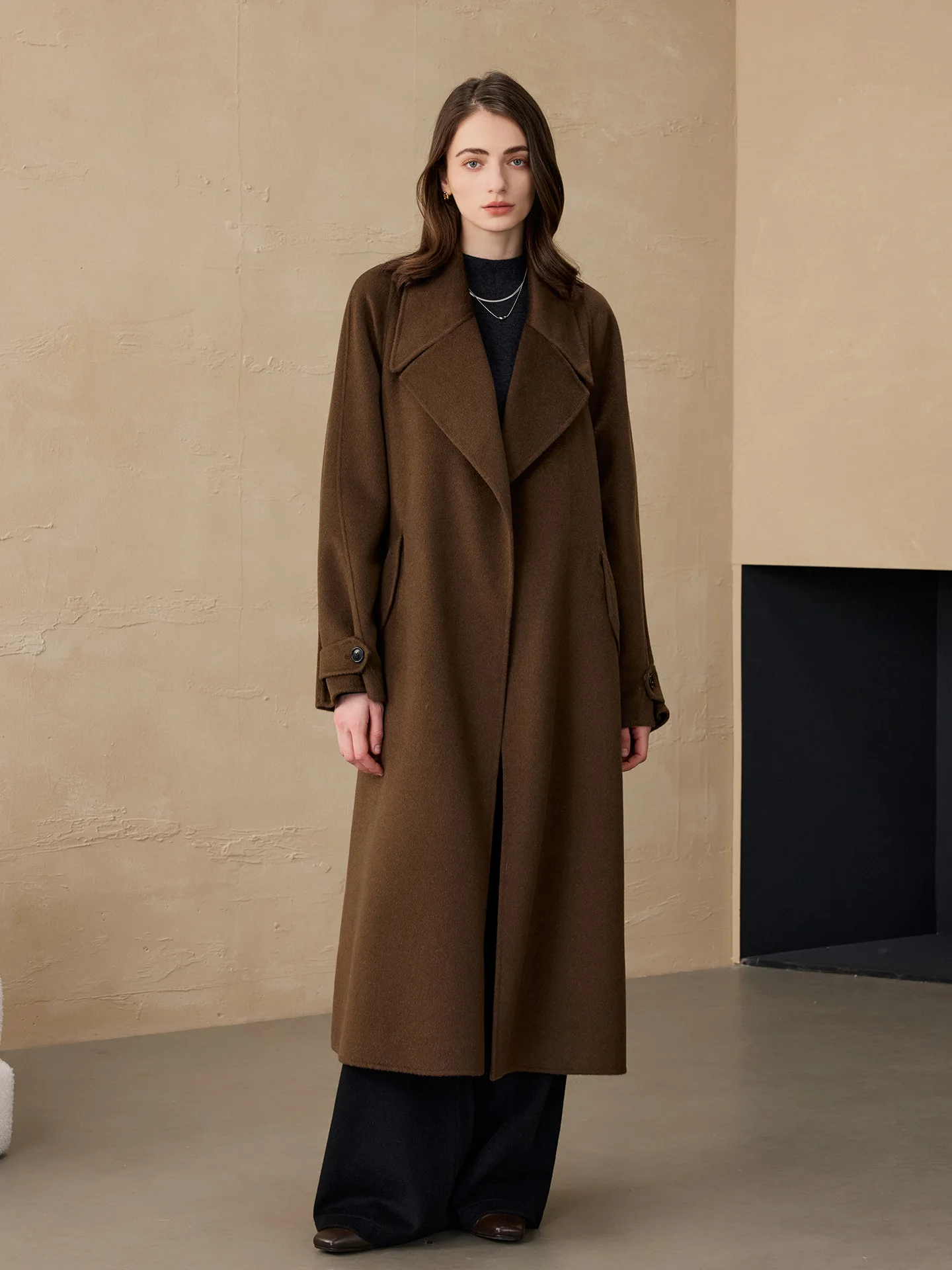 

Allingentle Coffee Women's Blazer Woolen Fashion Long Jacket Big Coat Suit Blazer for Daily Outfits Customize