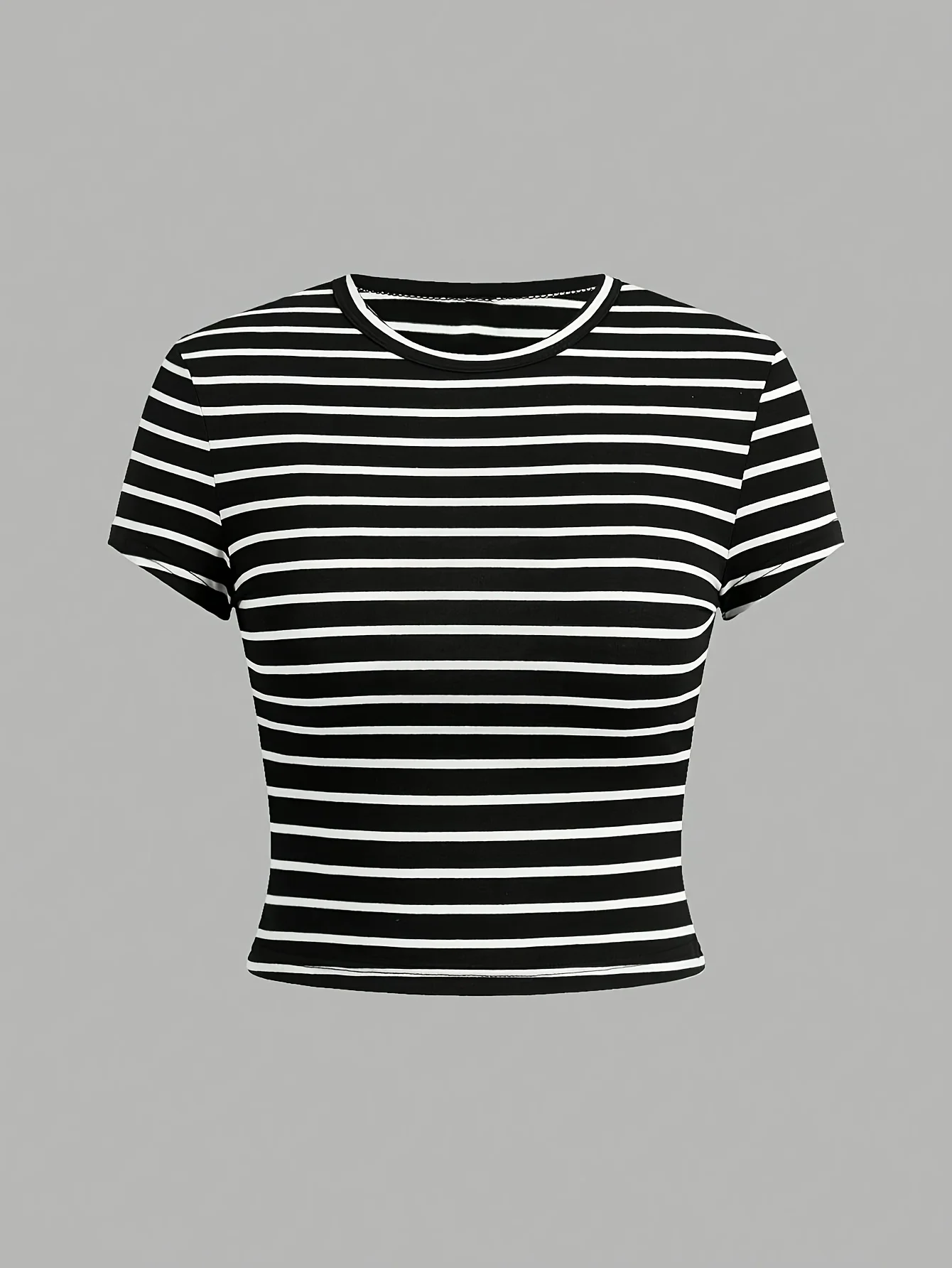 Coffee black striped color, four-color short-sleeved T-shirt basic style, fashion and versatile office casual style for women