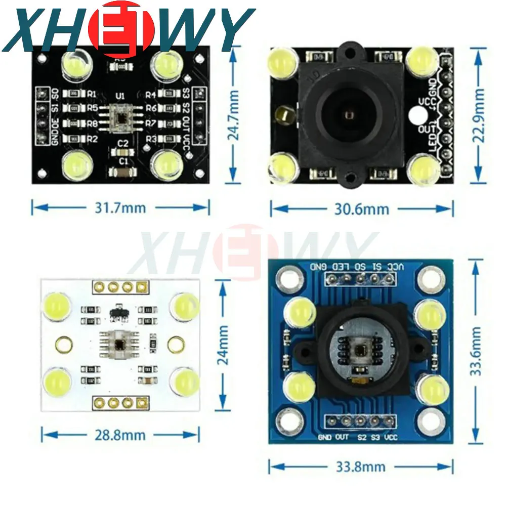GY-31/GY-33 TCS3200 TCS34725เครื่องตรวจจับ TCS230โมดูลสีอุปกรณ์เซ็นเซอร์การรับรู้สีสำหรับโมดูล DIY Arduino อินพุต3-5V
