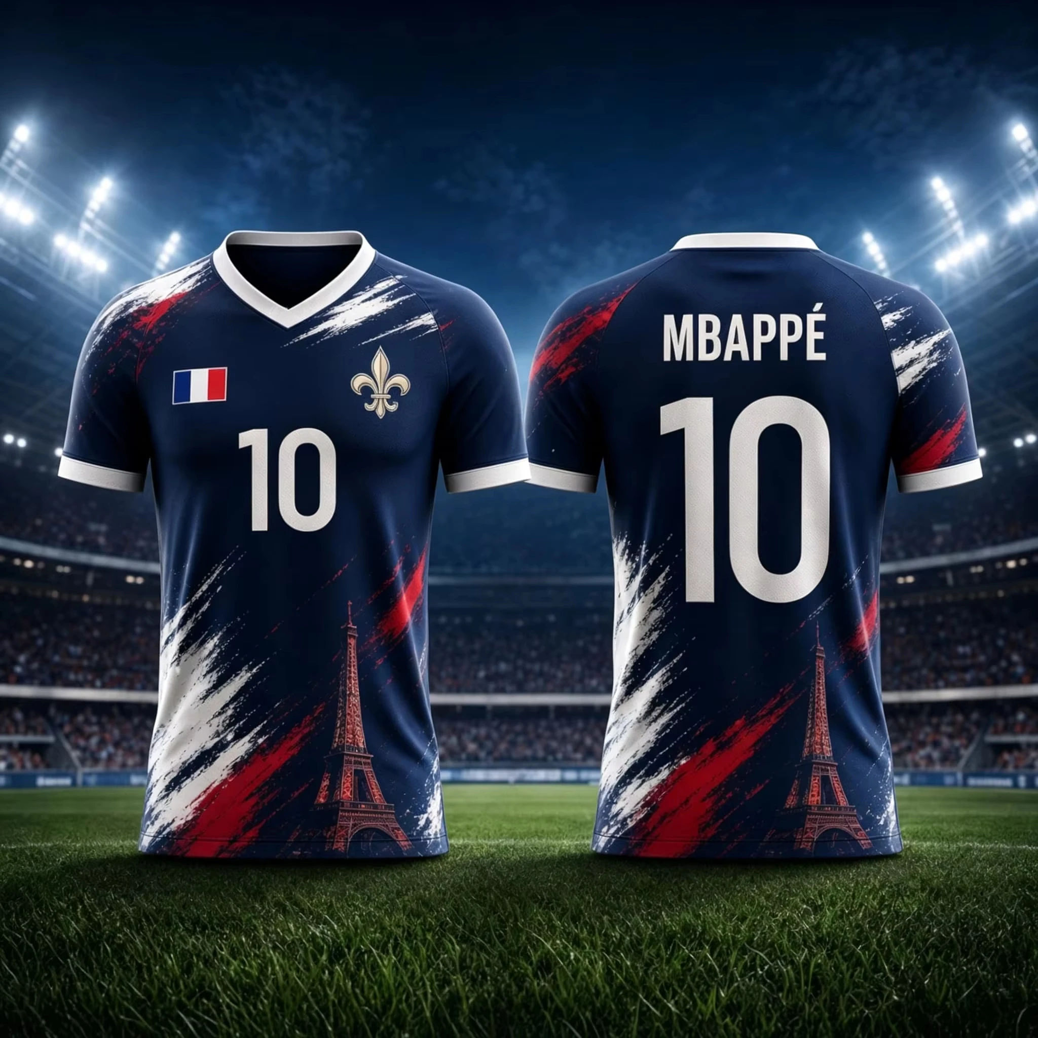France Summer No 10 Fan Jersey Men T Shirt Women Tee Boys Top Children Parent Child V Neck Quick Dry Short Sleeves Kids Tshirt
