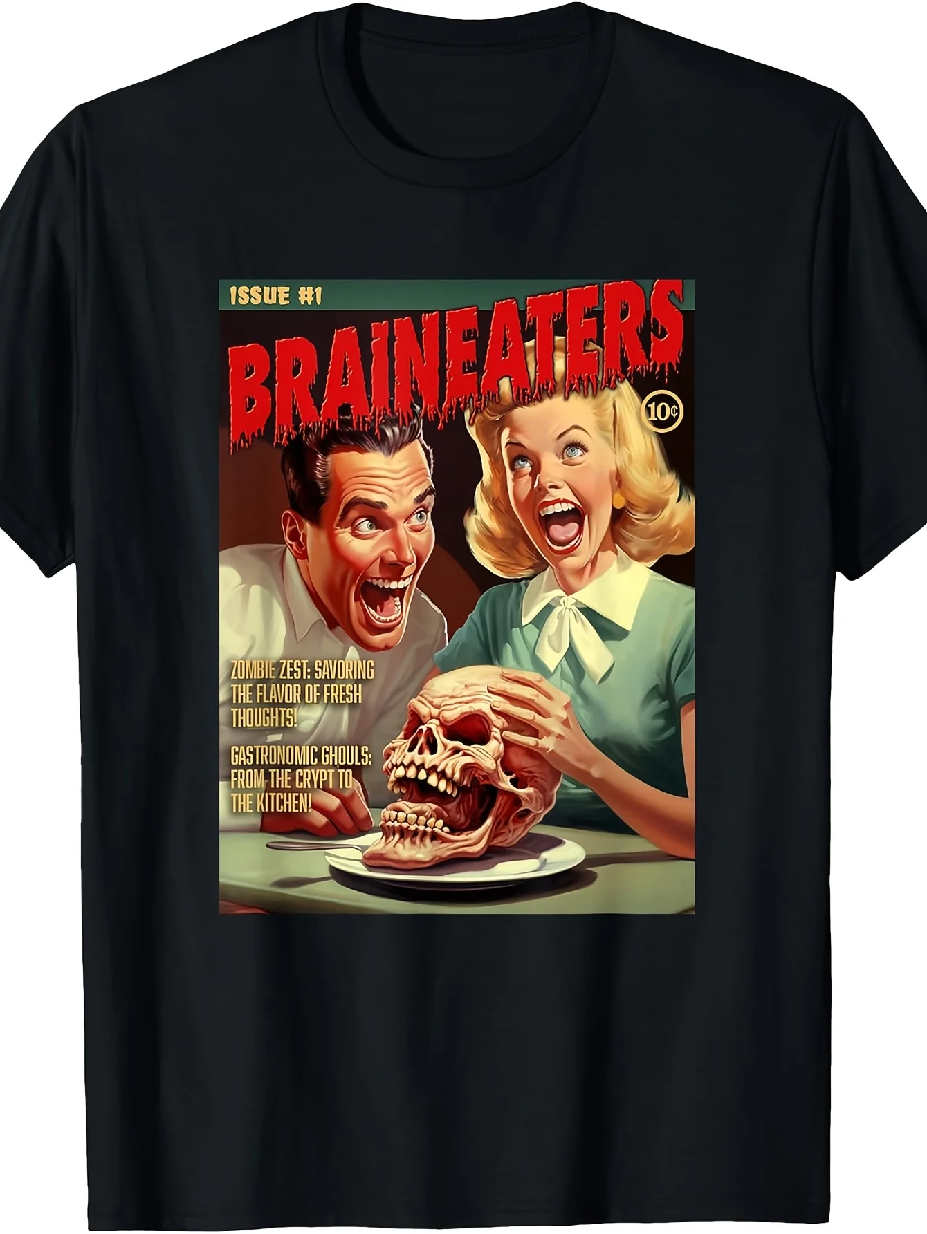 Men's Black T-shirt with The Cover Image of The 1950s Horror Comic 