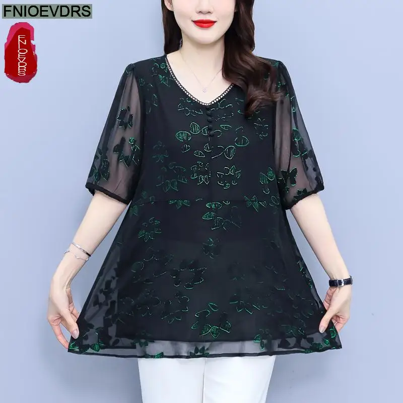 L-3XL Loose Clothes 2024 Women European Fashion Elegant Black Shirt Printing Casual Tunic Belly Peplum Tops And Blouses