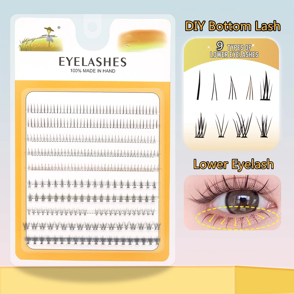 NEW 9 Styles DIY Lower Lash Clusters 306 Pcs Wispy Manga Anime Bottom Eyelash Extensions Soft Lightweight Natural Lashes