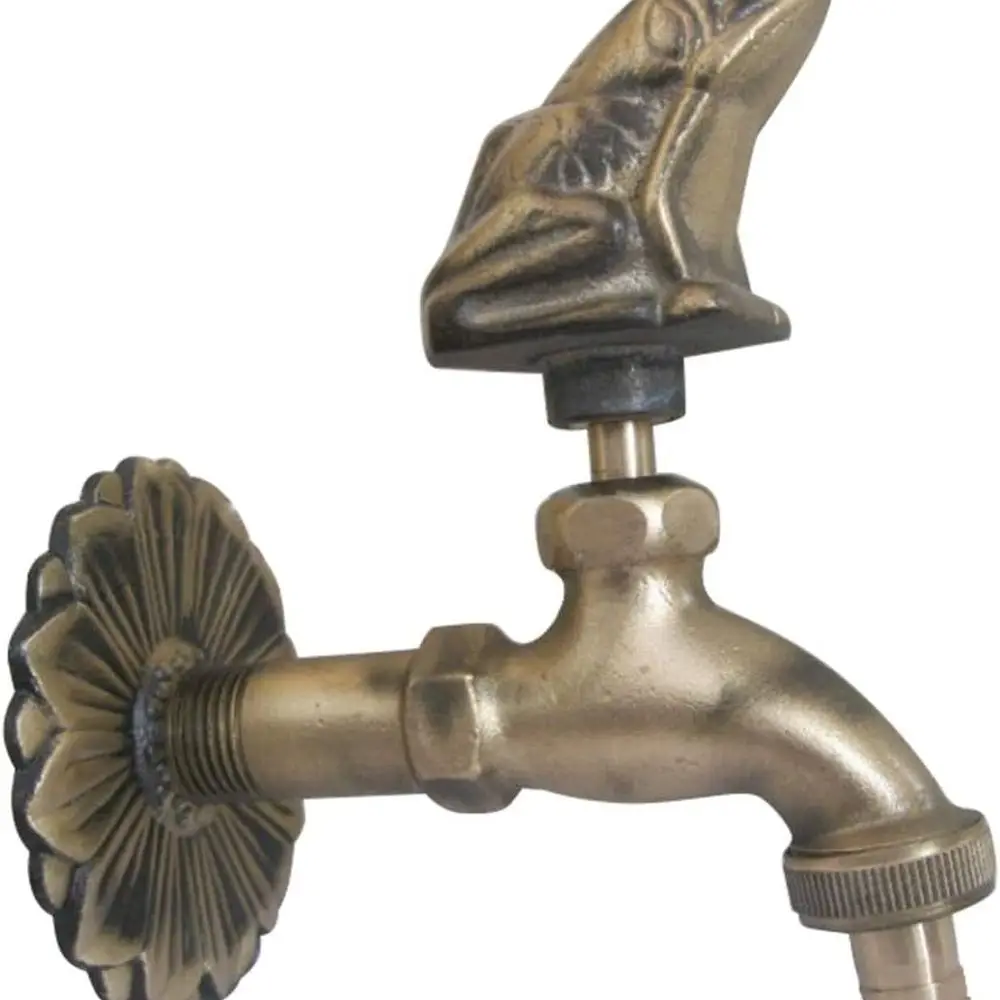 

Wall-Mounted Retro Brass Outdoor Garden Faucet with Frog Design for 1/2 Hose