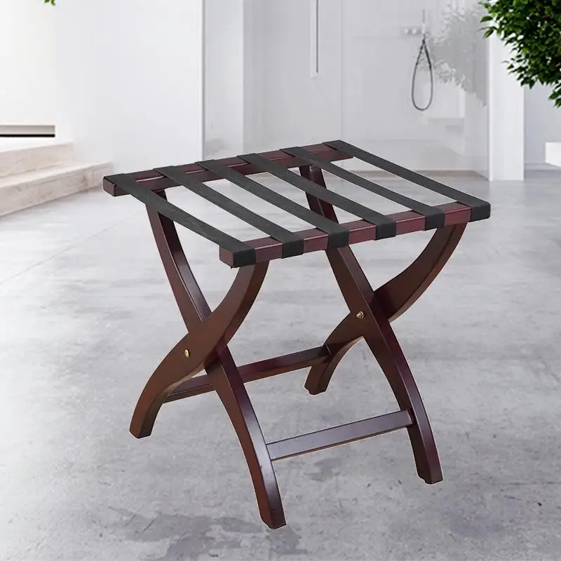 Custom Hot Selling Hotel Luggage Storage Rack Foldable Hotel Room Household Solid Wood Luggage Rack