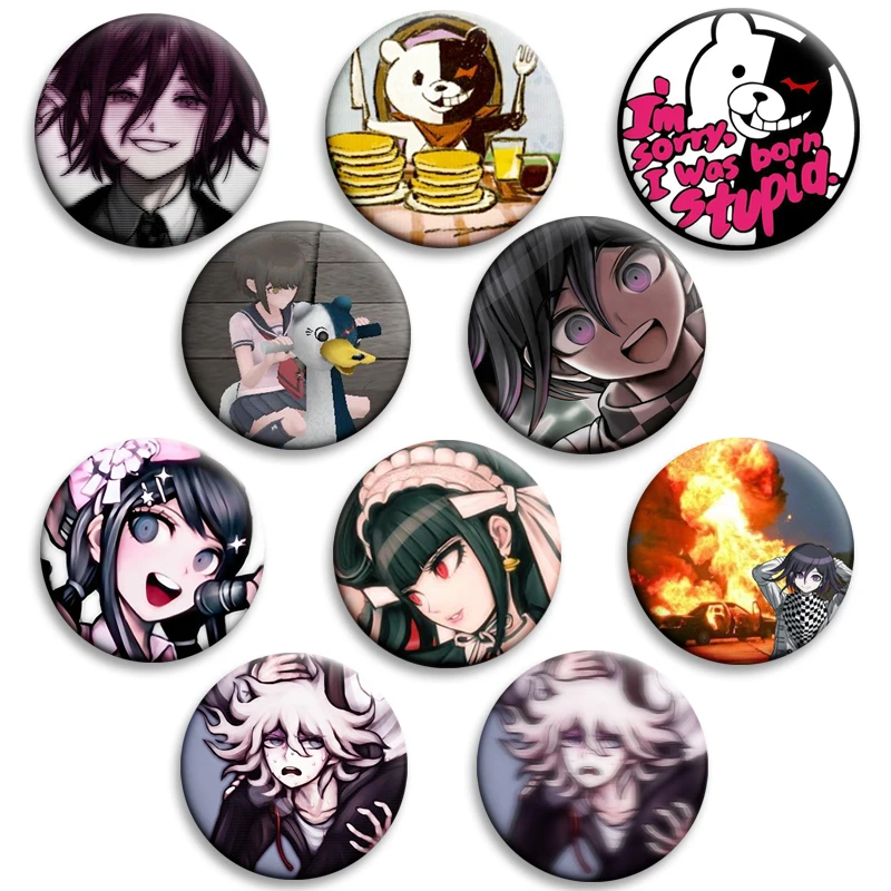 Broche de botón de Anime Danganronpa V3, Hinata Kokichi Oma Kaito Momota Harukawa Maki Nagito, insignia de hojalata para decoración de ropa y bolso
