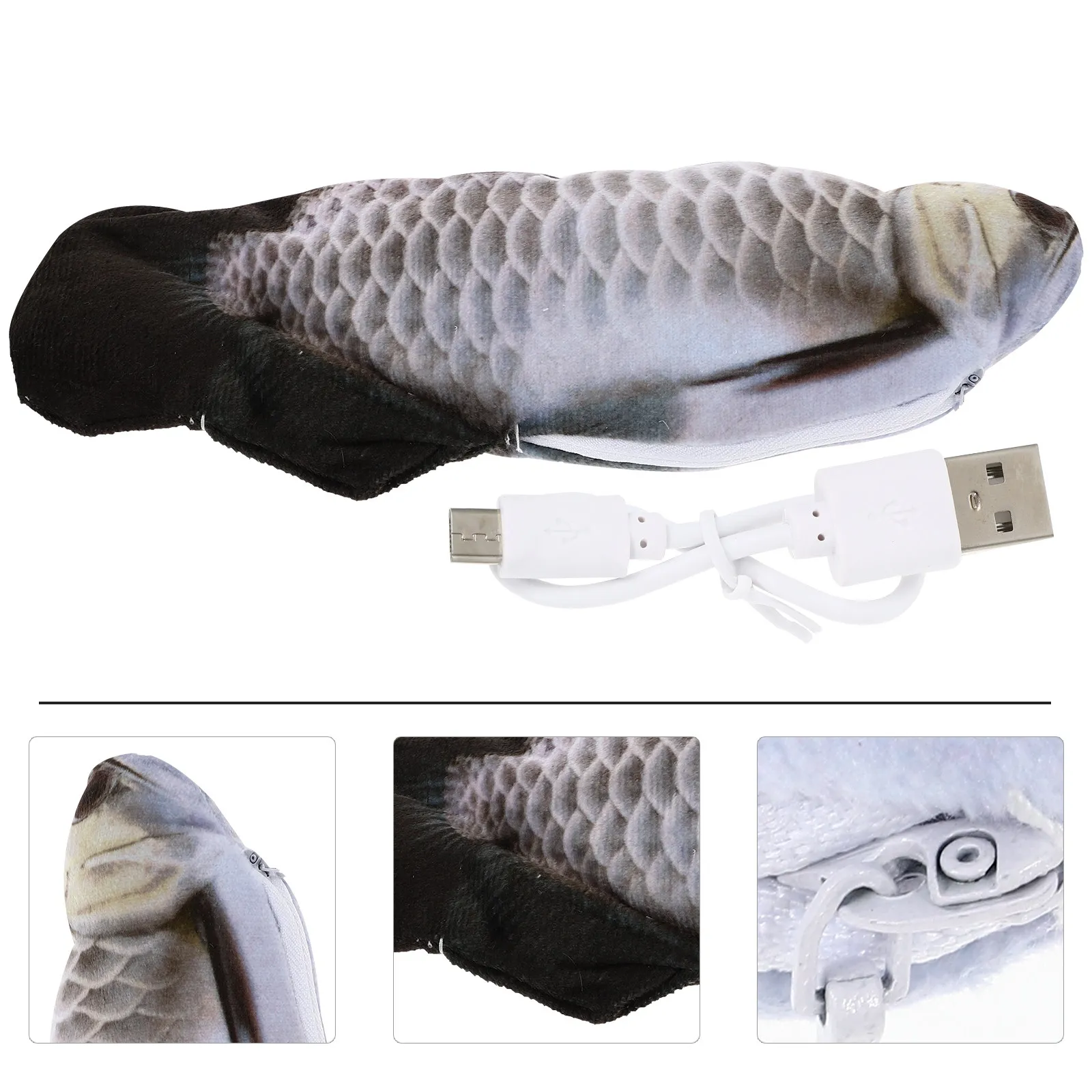 

1Pcs Sensory Vibration Electric Fish Simulation Cat Interactive Plaything Kitten Moving Flopping Fish USB Charging Pet Supplies