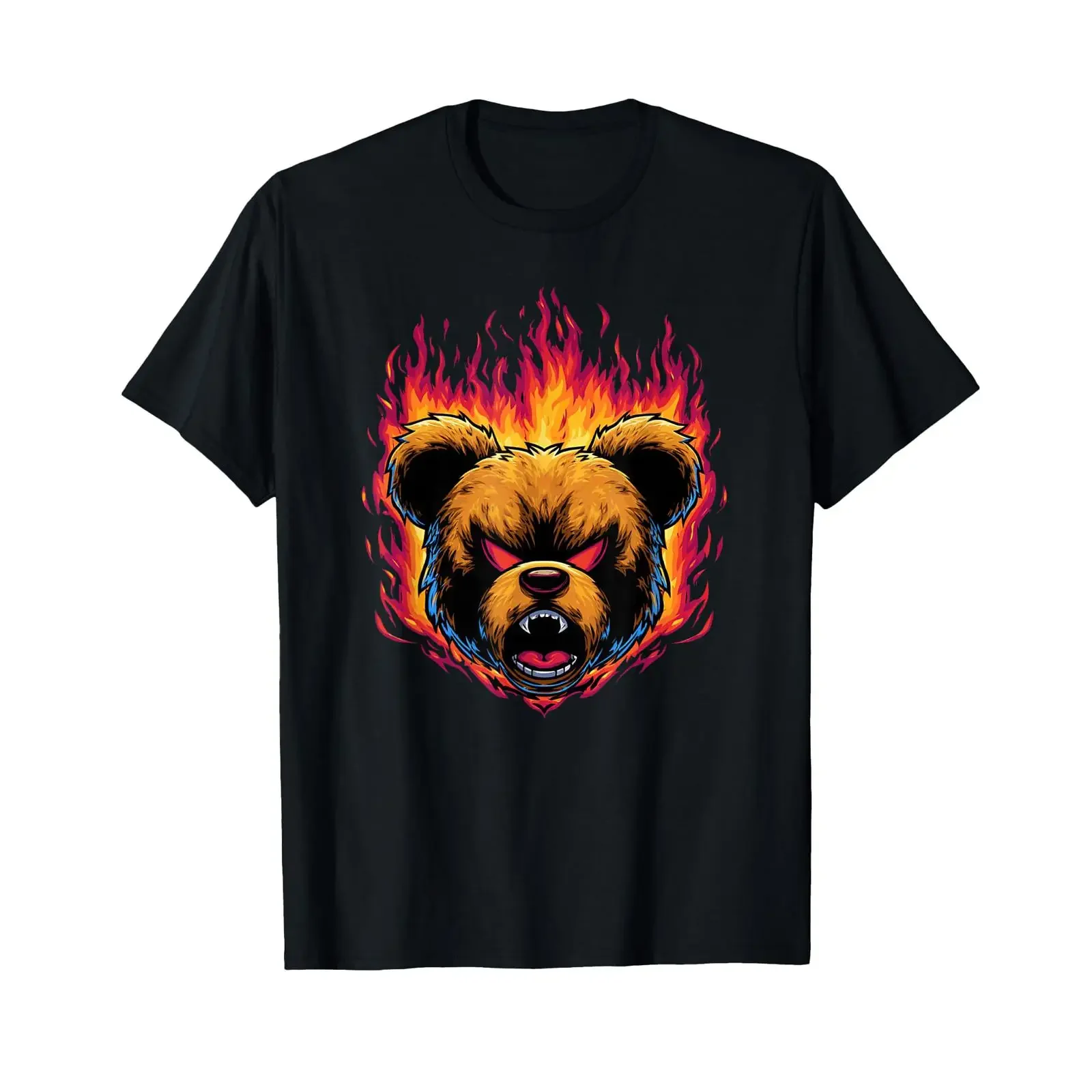 Angry Teddy Flames Kostüm für Bären und Feuerliebhaber T Shirt vintage Washed homme graphic Slightly Soft fashion