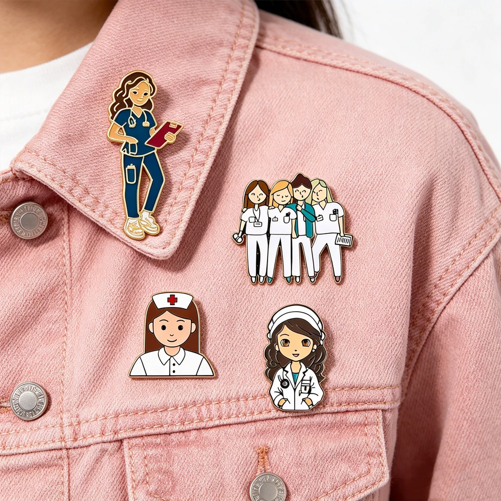 Cute Healthcare Worker Enamel Brooch Pin Nurse Team Uniform Badge Cute Backpack Decoration Medical Jewelry Gift
