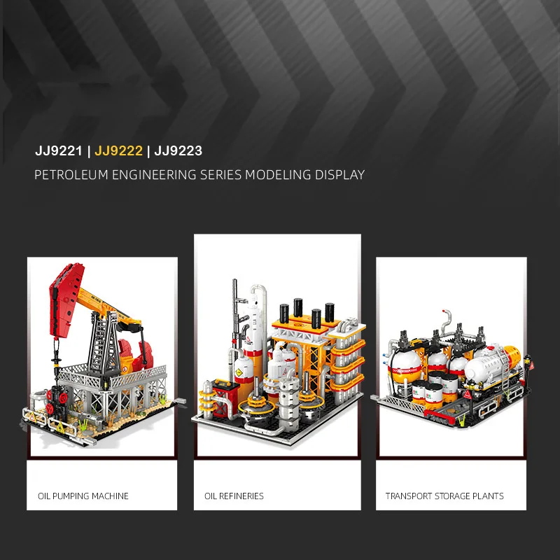 Arquitetura criativa 3 em 1 campo de óleo moc bloco de construção petroquímica planta trabalho tijolos de construção brinquedo coleção para presentes