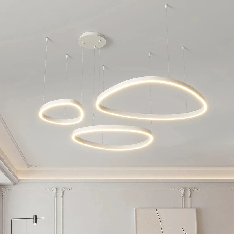 

2025 Modern Brushed Rings Led Chandelier Home Lighting Ceiling Mounted For Living Room Bedroom Hanging Lamp Black&White Color Li