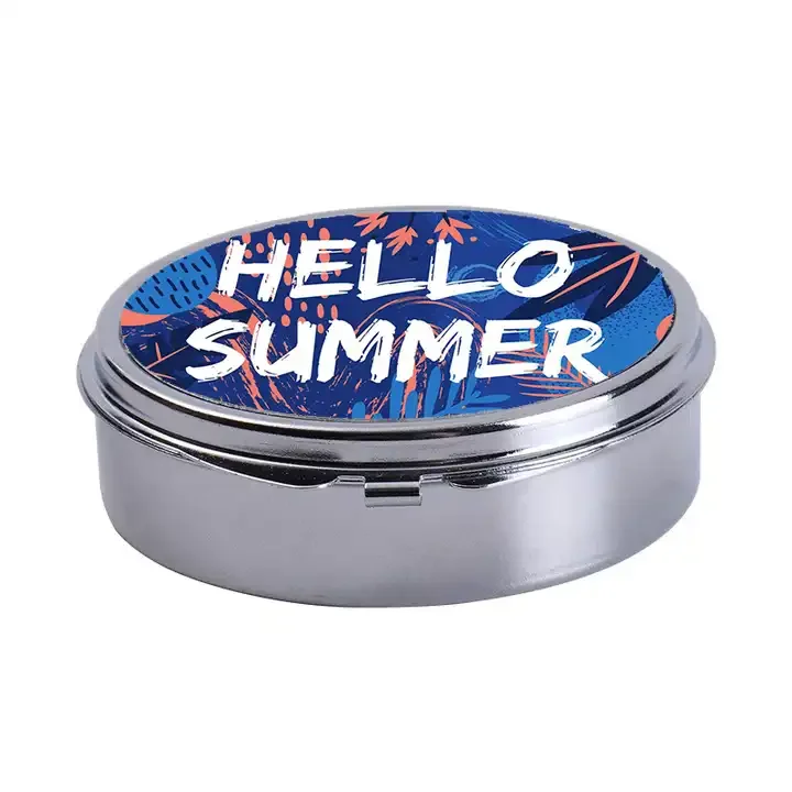 Free Shipping 20 pcs/Lot Sublimation Blanks Pill Box Jewelry Box Stainless Steel Round Packaging Box DIY Small Item Box