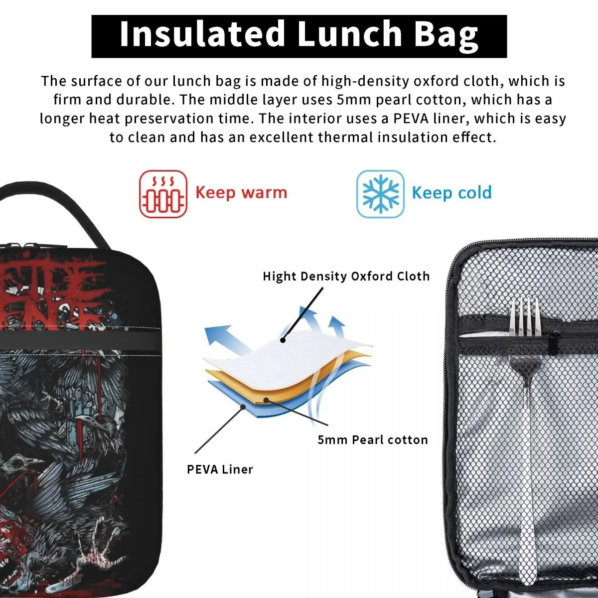 Suicide Silence Music Band Insulated Lunch Bags rock metal Food Container Bags Portable Cooler Thermal Lunch Boxes For Picnic