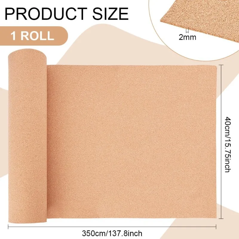 11.4ftx15.7inch Cork Roll Sandy Brown Cork Sheet Bulletin Board Background Cork Board for Kitchen Hot Pads Wall Decorations