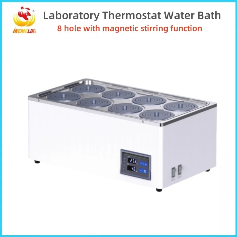 WEIAI Laboratory Magnetic Stirring Water Bath 24L Stainless Steel Liner Thermostat Tank 8 Hole Thermostatic Water Bath HH-8